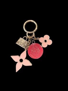 LV Pink and Red Flower Keychain Charm